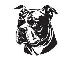 American bully Face, Silhouettes Dog Face, black and white American bully vector