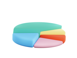 3D Multi-Color pie chart on white background. Business presentation. 3D Rendering. png