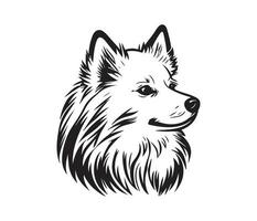 American Eskimo Dog Face, Silhouettes Dog Face, black and white American Eskimo Dog vector