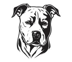 American pit bull terrier Face, Silhouettes Dog Face, black and white American pit bull terrier vector