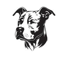 American pit bull terrier Face, Silhouettes Dog Face, black and white American pit bull terrier vector