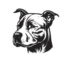 American pit bull terrier Face, Silhouettes Dog Face, black and white American pit bull terrier vector