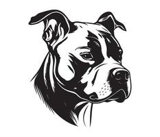 American pit bull terrier Face, Silhouettes Dog Face, black and white American pit bull terrier vector