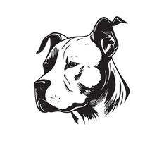 americano pozo toro terrier rostro, siluetas perro rostro, negro y blanco americano pozo toro terrier vector