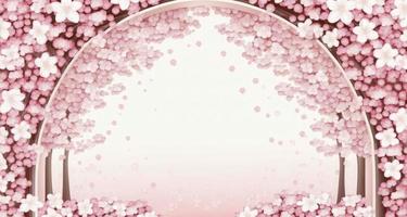 Background illustration of pink cherry blossoms photo