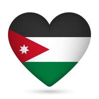 Jordan flag in heart shape. Vector illustration.