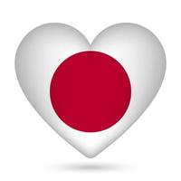 Japón bandera en corazón forma. vector ilustración.