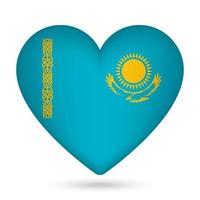 Kazakhstan flag in heart shape. Vector illustration.