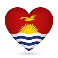 Kiribati bandera en corazón forma. vector ilustración.