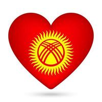 Kyrgyzstan flag in heart shape. Vector illustration.