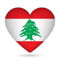 Lebanon flag in heart shape. Vector illustration.