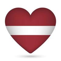 Latvia flag in heart shape. Vector illustration.