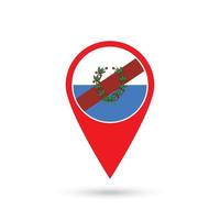 Map pointer with La Rioja Flag. Vector illustration.