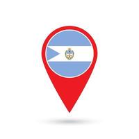 Map pointer with Corrientes Flag. Vector illustration.