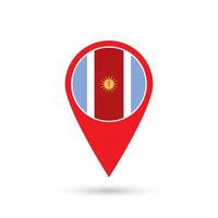 Map pointer with Santiago del Estero Flag. Vector illustration.