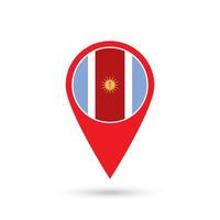 Map pointer with Santiago del Estero Flag. Vector illustration.