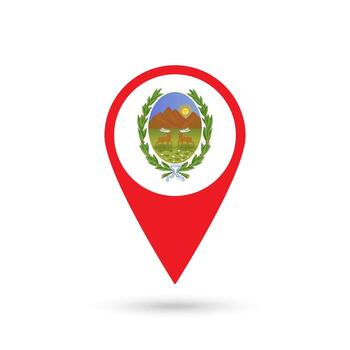 Map pointer with San Luis Flag. Vector illustration.