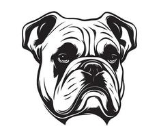 bulldog Face, Silhouette Dog Face, black and white bulldog vector