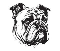 bulldog Face, Silhouette Dog Face, black and white bulldog vector