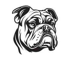 bulldog Face, Silhouette Dog Face, black and white bulldog vector