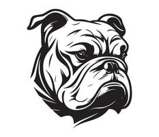 bulldog Face, Silhouette Dog Face, black and white bulldog vector