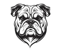 bulldog Face, Silhouette Dog Face, black and white bulldog vector