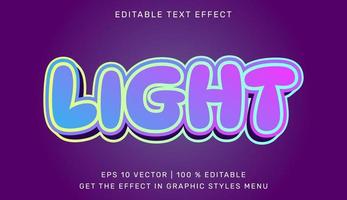 Light 3d editable text effect template vector