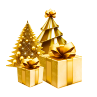 Kerstmis gouden verrassing geschenk doos png