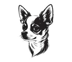 Chihuahua Face, Silhouette Dog Face, black and white Chihuahua vector