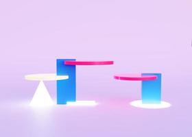 Simple colorful lightning podium. Modern Pedestal. Display stand for products, cosmetic or skincare advertising. 3D rendering. Simplify concept. photo