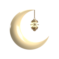 3d rendre lune avec lanterne png