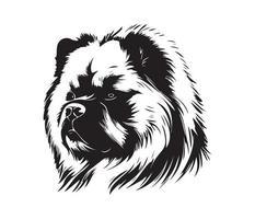 Chow Chow Face, Silhouette Dog Face, black and white Chow Chow vector