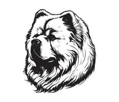 Chow Chow Face, Silhouette Dog Face, black and white Chow Chow vector