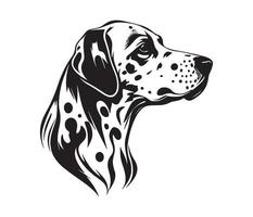 Dalmatian Face, Silhouette Dog Face, black and white Dalmatian vector