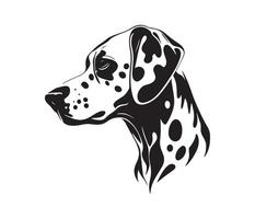 Dalmatian Face, Silhouette Dog Face, black and white Dalmatian vector