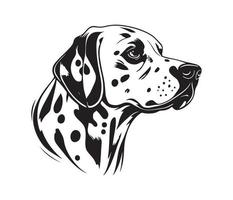 Dalmatian Face, Silhouette Dog Face, black and white Dalmatian vector