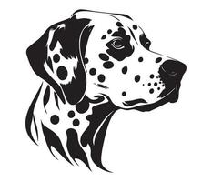 Dalmatian Face, Silhouette Dog Face, black and white Dalmatian vector