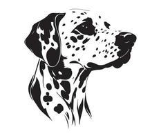 Dalmatian Face, Silhouette Dog Face, black and white Dalmatian vector