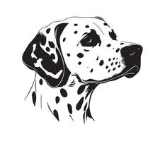 Dalmatian Face, Silhouette Dog Face, black and white Dalmatian vector