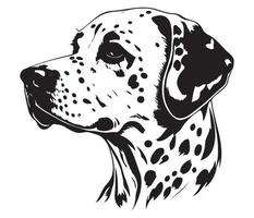 Dalmatian Face, Silhouette Dog Face, black and white Dalmatian vector