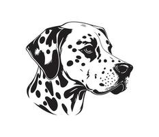 Dalmatian Face, Silhouette Dog Face, black and white Dalmatian vector