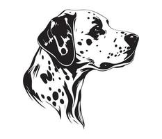 Dalmatian Face, Silhouette Dog Face, black and white Dalmatian vector