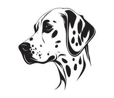 Dalmatian Face, Silhouette Dog Face, black and white Dalmatian vector