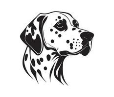 Dalmatian Face, Silhouette Dog Face, black and white Dalmatian vector