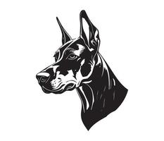 caballero rostro, silueta perro rostro, negro y blanco caballero vector