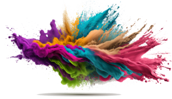 holi powder splash colorful ,colorful powder explosion effect on transparent background , png