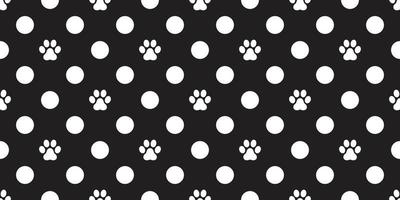 Dog Paw Seamless Pattern vector Cat paw foot print isolated polka dot wallpaper background backdrop black