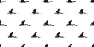 shark fin seamless pattern dolphin isolated vector whale sea ocean wave island beach wallpaper background