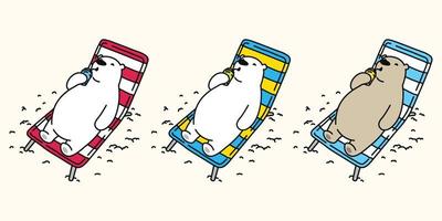 oso vector polar oso playa fiesta ilustración personaje dibujos animados icono logo