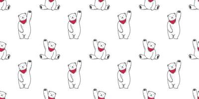 Bear seamless pattern vector polar bear red scarf isolated background wallpaper